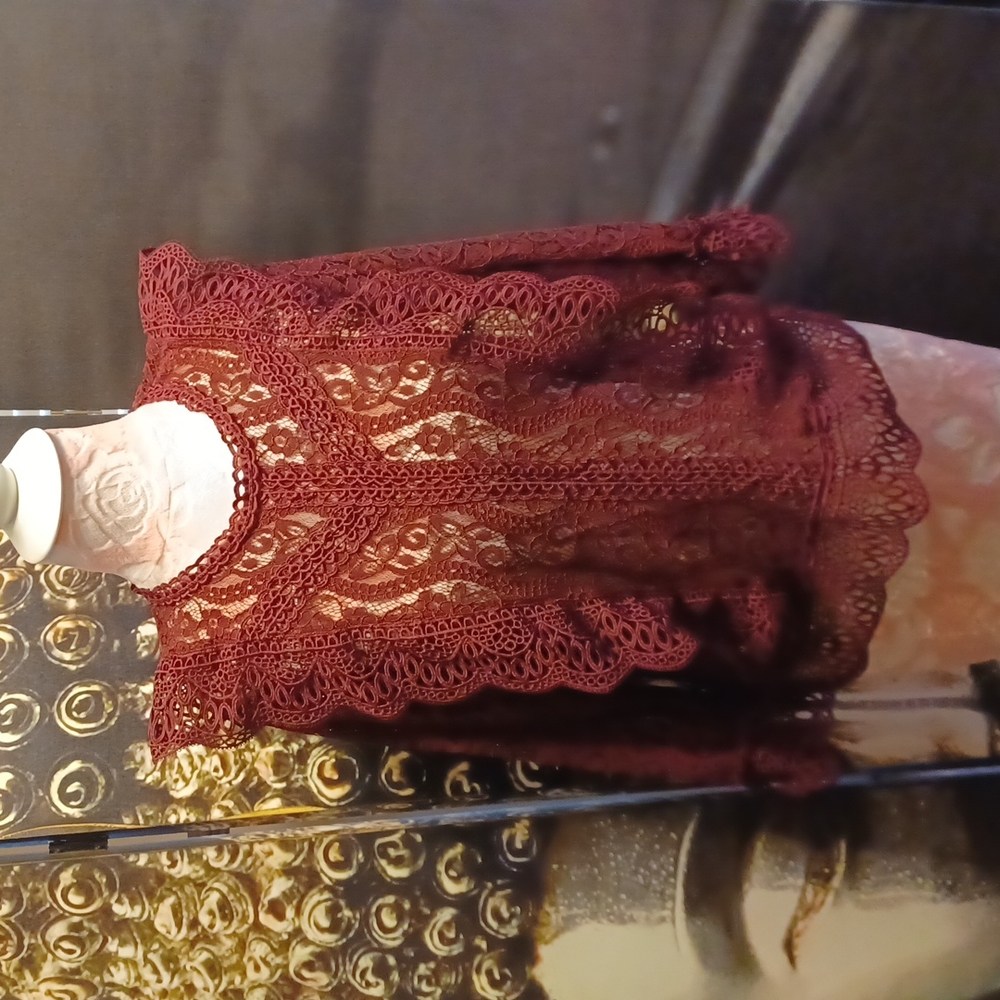 Burgundy Lace Blouse